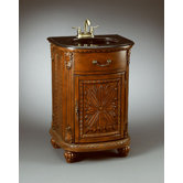 Carved One Door Vanity in Medium Brown