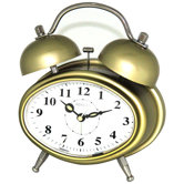 Oval Double Bell Melody Alarm Clock in Glossy Golden