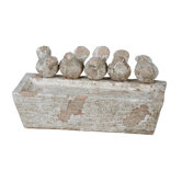 Rectangle Ceramic Bird Feeder Figurine