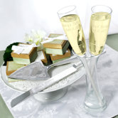 5 Piece Toasting Champagne Flutes in a Vase and Cake Server Set
