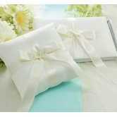 Tied with a Bow Guest Book and Ring Pillow Set in Ivory