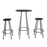 Trio Tall Tripod Bar Table with 2 Bar Stools in Black