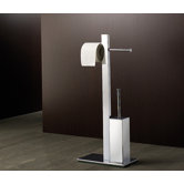 Bridge Bathroom Butler with Double Toilet Paper Holder and Toilet Brush in Chrome