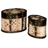 Oval Snakeskin Hatbox (Set of 2)
