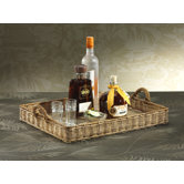 Chandara Woven Rectangular Tray with Glass Insert