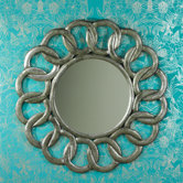 Interlocking Design Carved Wooden Wall Mirror