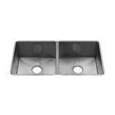 J7 11" x 17.25" Undermount Stainless Steel Double Bowl Kitchen Sink with 3.5" Drain Placement