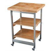 All Purpose Folding Kitchen Cart with Wood Top