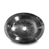 Oval Hammered Undermount Bathroom Sink in Nickel Plated