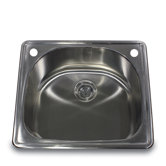 Self Rimming D Bowl Kitchen Sink in Brushed Satin