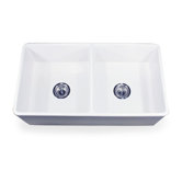 33" x 18" Double Bowl Farmhouse Kitchen Sink with Grids & Drains