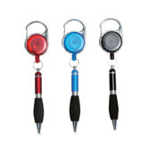 Quick Clip Reel With Pen, Extends 30", Black Ink/Assorted Barrels