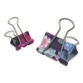 Binder Clips, Black Potpourri Design, 2 Sizes, 18 Bags per Set