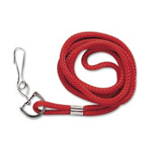 Standard Lanyard, With Hook, 36" L, Nylon, Red