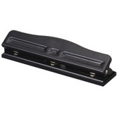 Adjustable 3 Hole Punch, 11 Sheet Capacity, Black
