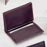 Black Cowhide Nappa Supple Leather Two Fold Business Card Case II