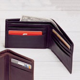 Black Cowhide Nappa Supple Leather Slim Billfold Wallet