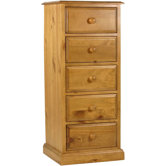 Pine 5 Drawer Tall Chest