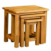 Essentials 3 Piece Nest of Table Set in Light Oak Stain and Satin Lacquer