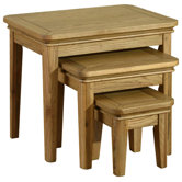 Loire 3 Piece Nest of Table Set in Light Oak Stain and Satin Lacquer