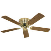 5-flg. Deckenventilator "Classic Flat" in Messing poliert / Eiche antik