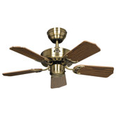 5-flg. Deckenventilator "Classic Royal" in Messing antik / Eiche antik