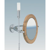 WS1 Wall-mount Magnifying (5X) Nutwood Frame Makeup Mirror with Halogen Light, 8.6" Extension