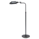 Home Office Swing Arm Floor Lamp in Oil Rubbed Bronze with J Shade