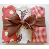Sock Monkey Burp Cloth Set
