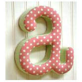 "a" Fabric Letter in Pink / Green