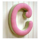 "c" Fabric Letter in Pink / Green