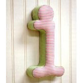 "i" Fabric Letter in Pink / Green