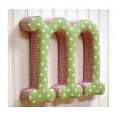"m" Fabric Letter in Pink / Green
