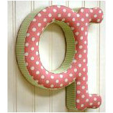 "q" Fabric Letter in Pink / Green