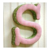 "s" Fabric Letter in Pink / Green
