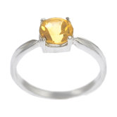Sterling Silver Round Cut Citrine Solitaire Ring
