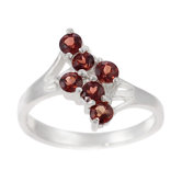 Sterling Silver Six Stone Garnet Ring
