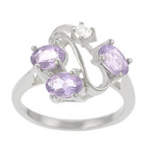 Sterling Silver with CZ and Amethyst Ring
