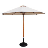 2.5m Wooden Parasol in Khaki with Base