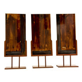 Handmade Sculptural Panels with Iron Stands in Autumn (Set of 3)