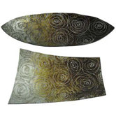 Glass Golden Orbit Tray (Set of 2)