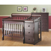 Newport 2-in-1 Convertible Mini Crib N Changer Combo in Merlot