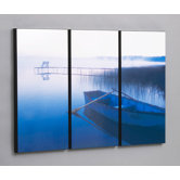 Three Piece Row Boat in Tranquility Laminated Framed Wall Art Set - 30" x 47"