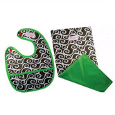 Bib & Burp Cloth Set in Latte Swirls