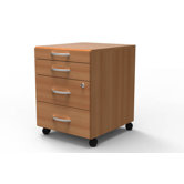 Quinto Four Drawer Lockable Pedestal in Beech