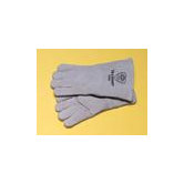 Pearl Gray 14" Economy Shoulder Split Cowhide Cotton Lined Welders Gloves With Welted Fingers And Lock Stitching