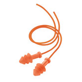 Use Triple Flange Orange Polyurethane And Foam Corded Earplugs (100 Pair Per Box)