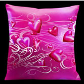 Valentines Pillow with Soft Pink Scrolls