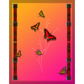 Butterflies and Beauty Pink to Orange 48" x 63" Satin Throw