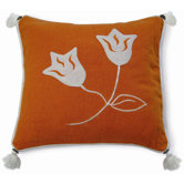 Embroidery Lily Pillow in Orange